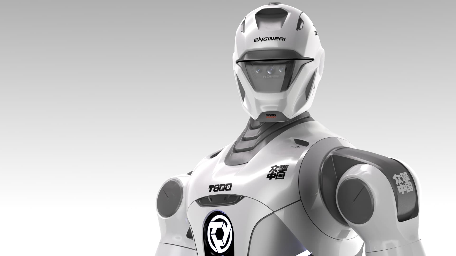 Close-up of the T800 head with its AI camera array